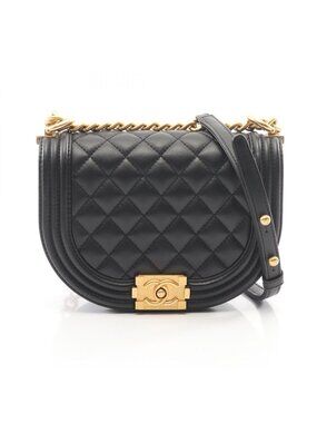 Chanel Shoulder Bag Boy Small Black Lambskin Chain